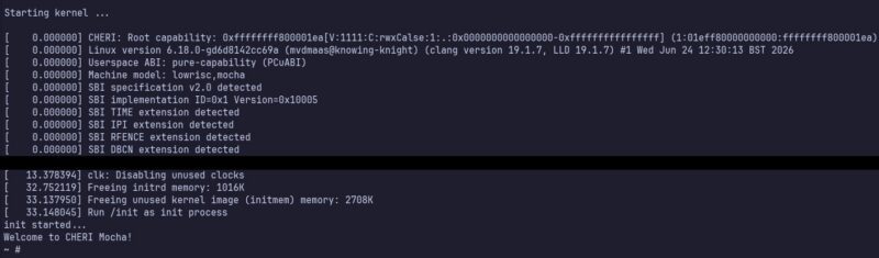 Linux booting on CHERI Mocha